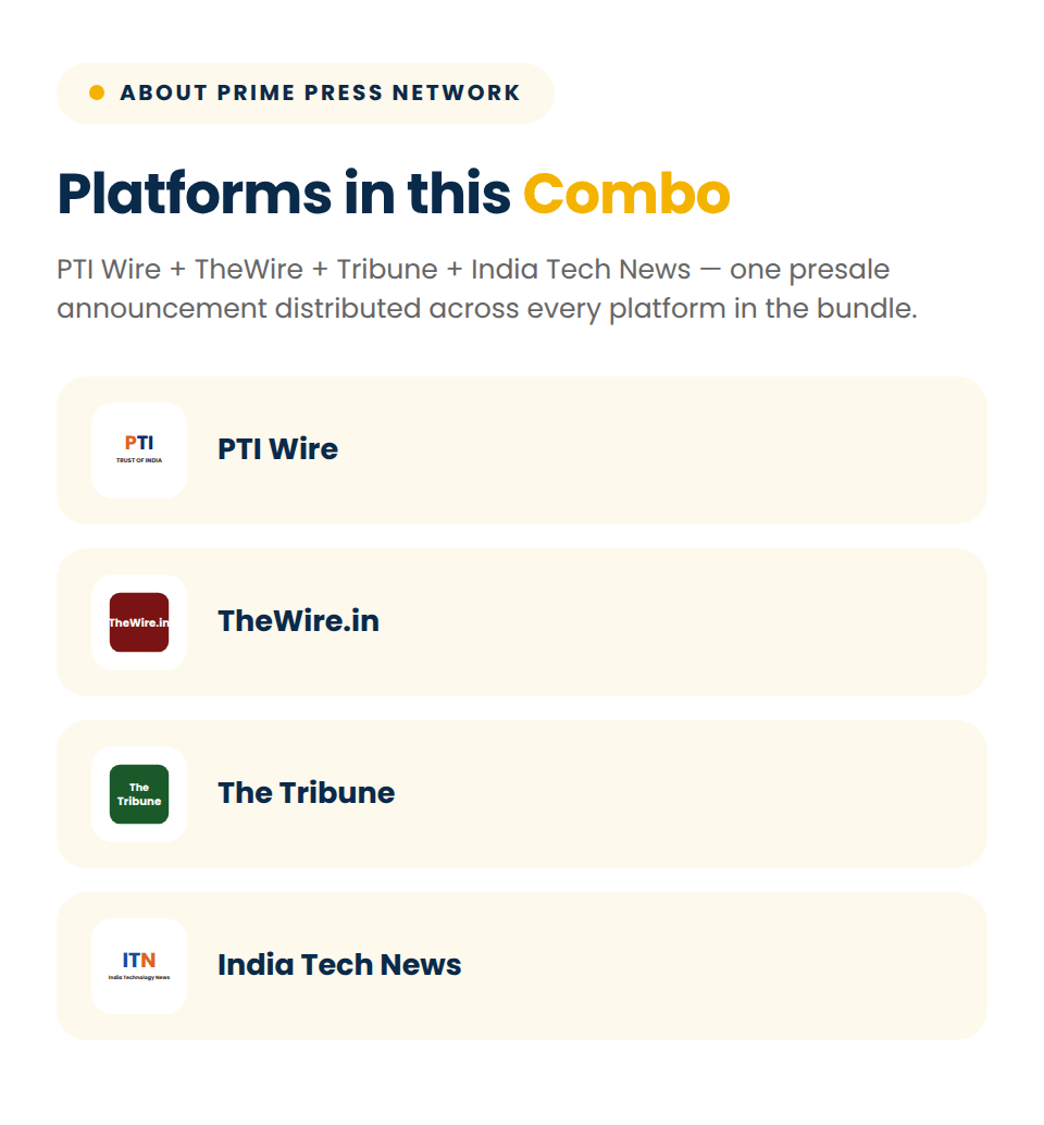 Prime Press Network (PTI Wire + TheWire + Tribune + India Tech News) | Crypto Presale - Image 2